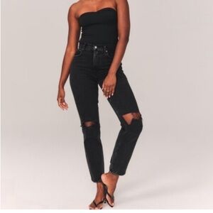 Abercrombie The 90’s Straight Ultra High Rise Black Jeans Curve Love Size 28 XS
